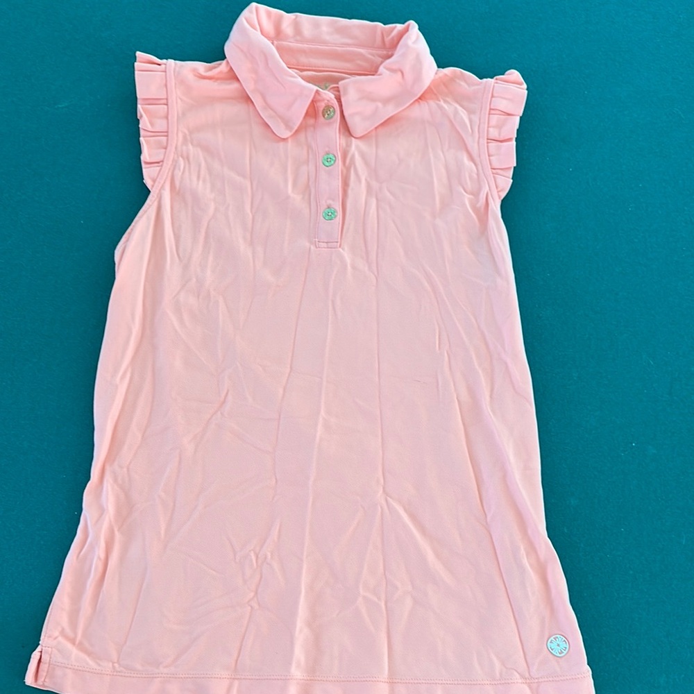 Lilly Pulitzer Pink Polo with Ruffled Cap Sleeves, never worn